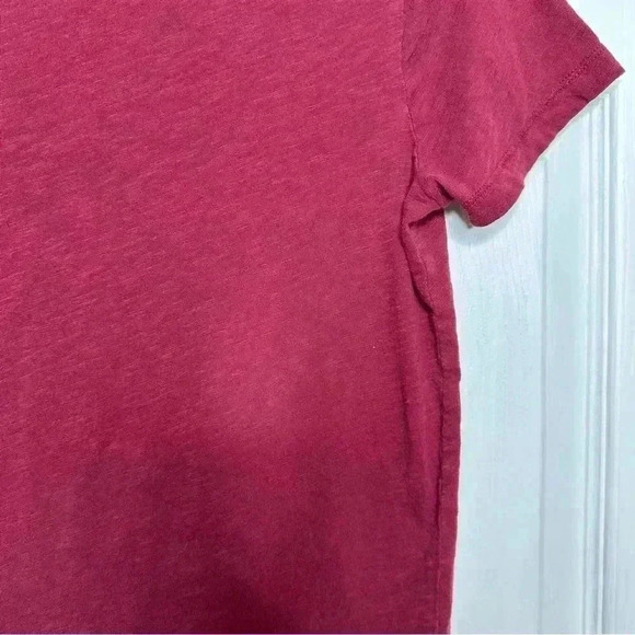 Madewell T-Shirt V-Neck Front  Pocket Burgundy Size Extra Small - Picture 4 of 16